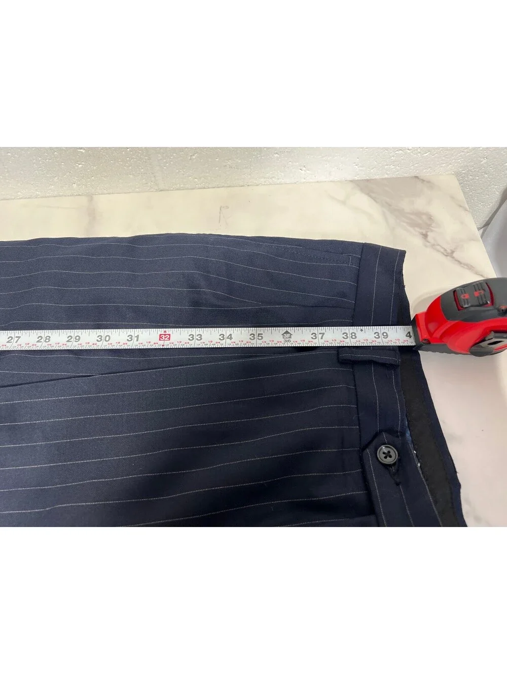 Hart Schaffner Marx Men's Navy Blue Pinstripe Dress Pants Size 37 Waist